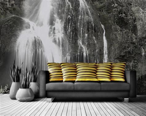 3d Photo Wallpaper Custom Retro Minimalist Forest Waterfall Living Room