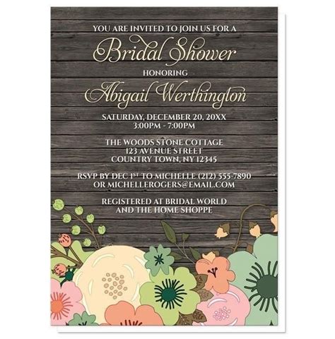 If you love the color red, check these luxury invitations out. Rustic Orange Teal Floral Wood Bridal Shower Invitations ...