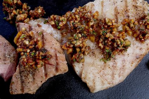 Grilled Fish Steaks With Walnut Pomegranate Relish The Washington Post