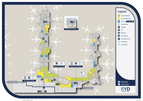 Sydney Airport Map Terminal2 Domestic Concourse In 2022 Airport Map