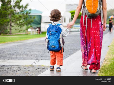Child Walks His Mother Image And Photo Free Trial Bigstock