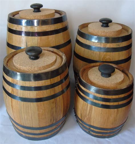 Oak Barrel Kitchen Canister Set