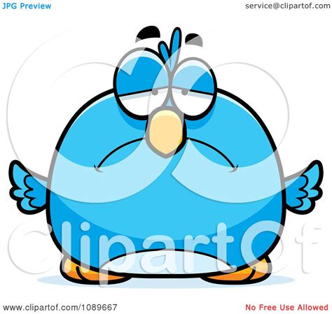 Clipart Pudgy Sad Blue Bird Royalty Free Vector Illustration By Cory