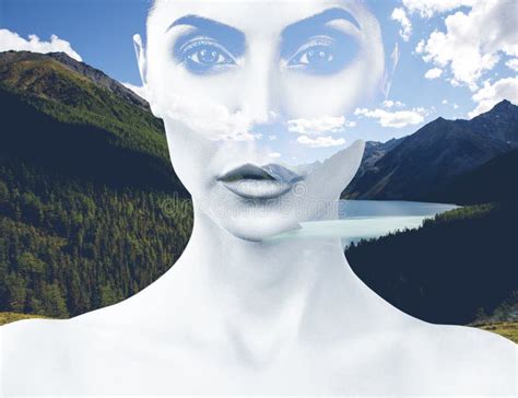 Double Exposure Of Woman And Nature Landscape Stock Image Image Of