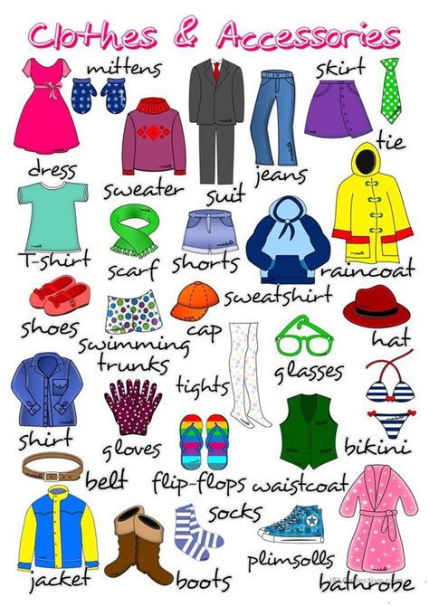 Clothes And Accessories Poster English Esl Worksheets Learning