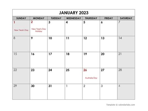2023 Monthly Word Australia Calendar Holidays Free Printable Templates