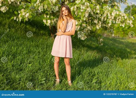 beautiful girl with long hair and slender figure posing in stock image image of fresh girl