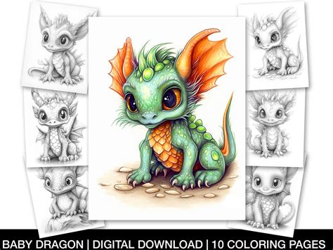 Cute Baby Dragon Coloring Pages for Adults 10 Printable - Etsy