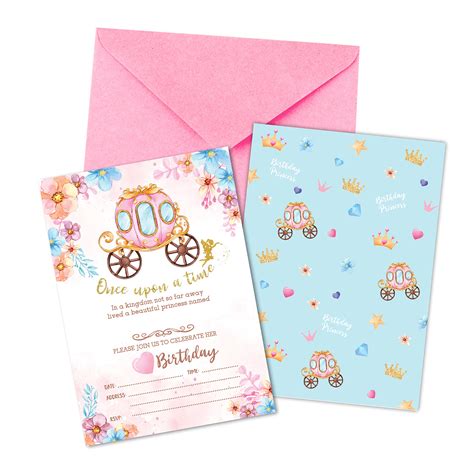 Buy Joyful Toys Princess Birthday Invitations With Pink Envelopes Pack