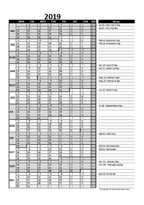 Excel Calendar With Week Numbers