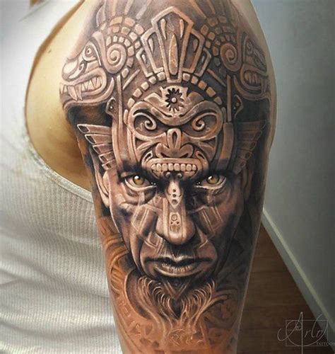 60 Cool Sleeve Tattoo Designs Aztec Warrior Sleeve Tattoo Designs