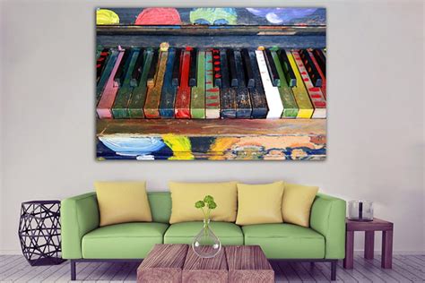 Music Wall Art Piano Canvas Colorful Piano Music Instrument Etsy