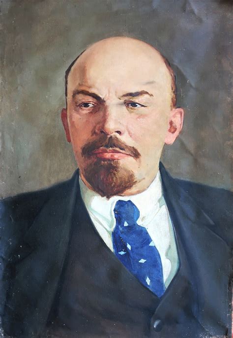 Vladimir Lenin Large Male Portrait Antique Oil Painting Etsy Uk