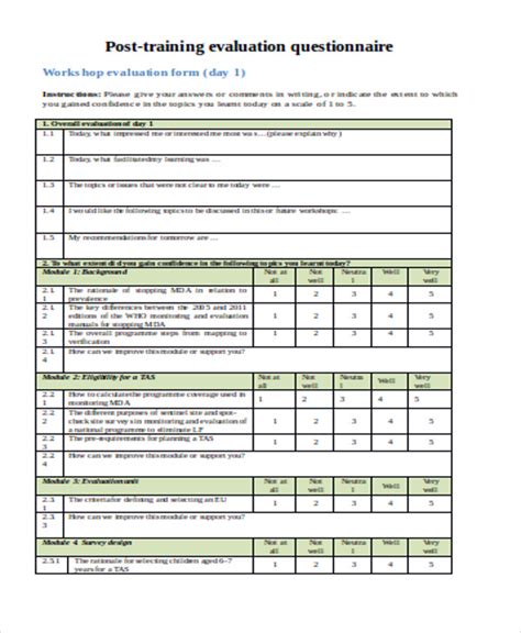 Free 10 Sample Training Evaluation Forms In Ms Word