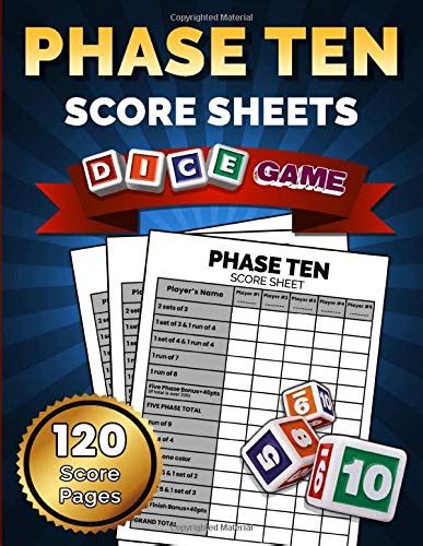 Phase Ten Score Sheets Perfect 120 Large Phase Ten Score Sheets For