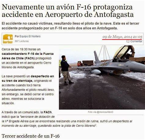 Todas las noticias de chile. FF.AA CHILENAS: NOTICIAS: TERCER ACCIDENTE CON LOS F-16 ...