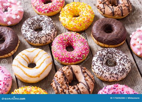 Beauty Assorted Donuts Stock Photo Image Of Pink Round