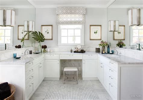 Hampton carrara hexagon marble tiles on the bathroom floor. Traditional white bathroom with Carrara marble vanity tops ...