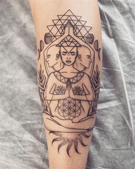 Fantastic Geometric Dotwork Spiritual Meditation Tattoo By Tradz