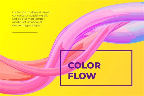 Modern Colorful Fluid Flow Poster Wave Liquid Shape In Yellow Color