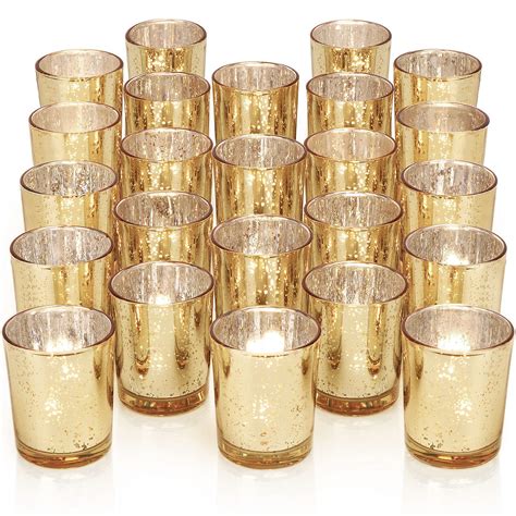 Buy Darjen Pcs Gold Votive Candle Holders For Table Mercury Glass Votives Gold Candle Holder