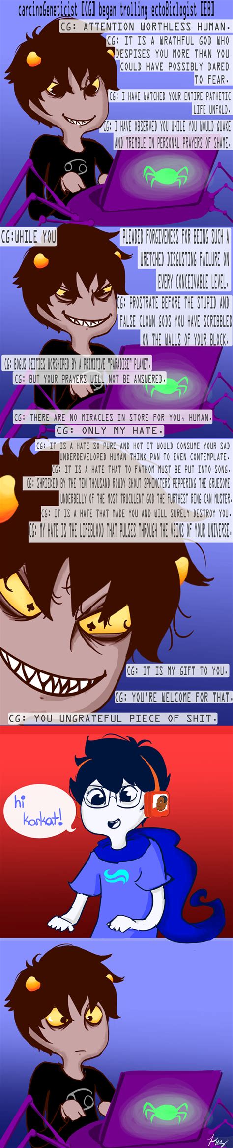 As you might have guessed, this page produces random quotes from the webcomic homestuck. karkat: troll this worthless human | Tumblr