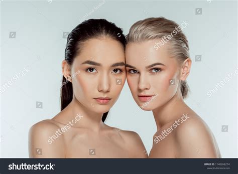 Φωτογραφία στοκ για Beautiful Nude Multiethnic Girls Isolated On Shutterstock
