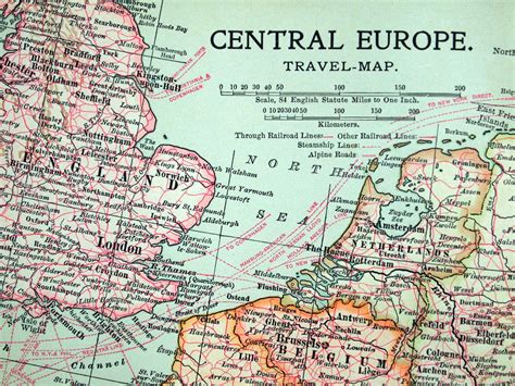 1903 Vintage Map Of Central Europe Antique By Bananastrudel