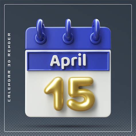 Premium PSD 15th April Calendar With Checklist Icon 3d Render