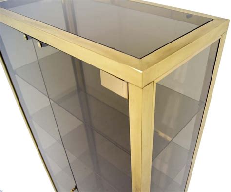 Modern Solid Brass Glass Curio Cabinet Display Case Vitrine At 1stdibs Brass Curio Cabinet