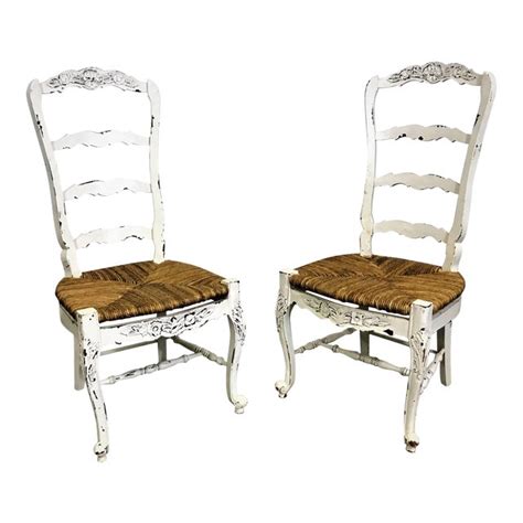 They include early american, european and designer designs. Pair of French Country White Carved 4-Rung Rush Seat ...