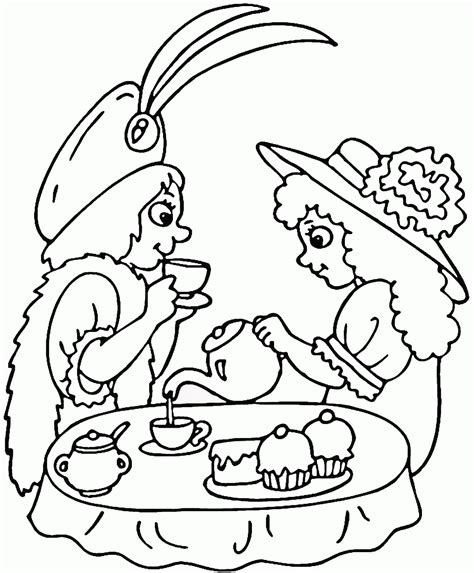 {drink tea free coloring page} slow down, be happy, drink tea…unless you're a new parent and then, by george, you have my unrequested permission to guzzle down coffee like there's no tomorrow! Tea Party Coloring Pages Print - Coloring Home