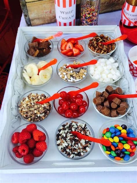 Yummy Toppings At An Ice Cream Summer Party See More Party Planning