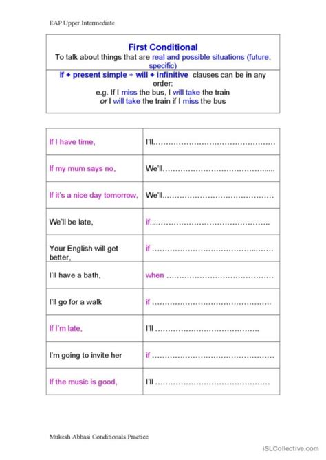 321 First Conditional English Esl Worksheets Pdf And Doc