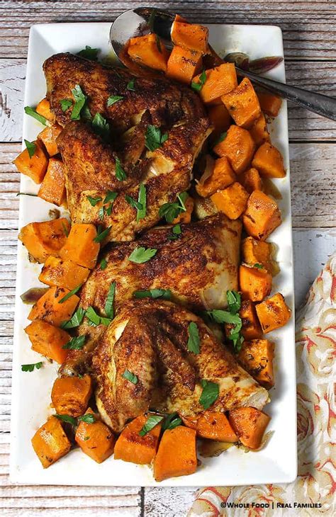 Warm Spiced Roast Chicken Over Sweet Potatoes My Nourished Home