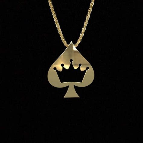Solid 14k Gold Qos Queen Of Spades Charm Pendant Erotic Etsy