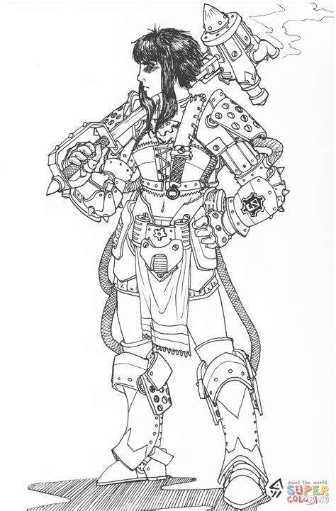 31 best steampunk images on pinterest. Steampunk Armor Female coloring page | Free Printable ...