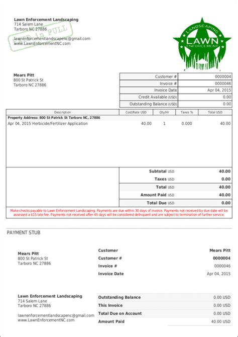 Free 9 Lawn Care Invoice Samples And Templates In Pdf Excel Ms Word