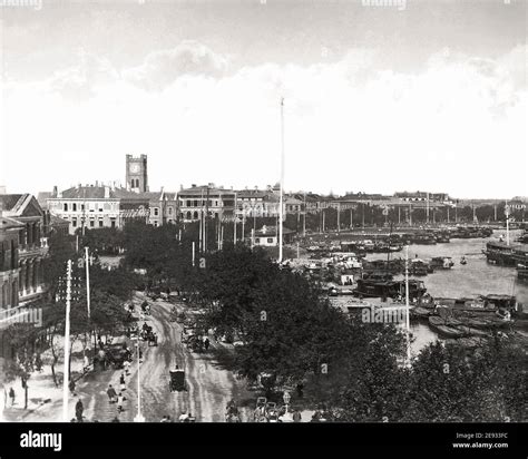 Late 19th Century Photograph Along The Bund Shanghai Whangpu River