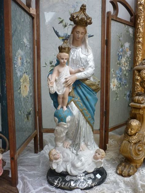 Antiek Beeld Maria Met Kind En Engelen Notre Dame Des Victoires Frankrijk Ca