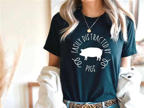 Easily Distracted By Pigs Tshirt Pig Lover Shirt Piggy Etsy