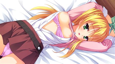 Blonde Hair Blush Bondage Bra Breasts Game Cg Green Eyes Kanemoto Akari