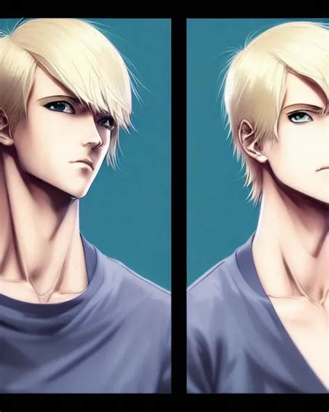Portrait Anime Blonde Guy Short Hair Sharp Fine Face Stable