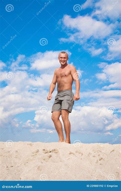 Young Man Against A Blue Sky Stock Photo Image Of Handsome Excited
