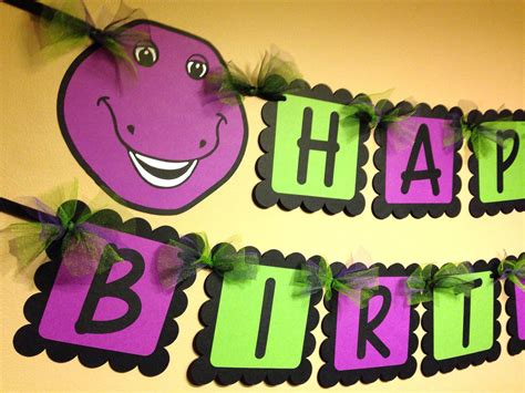 Barney The Dinosaur Happy Birthday Banner By Paperpiecingdreams On Etsy