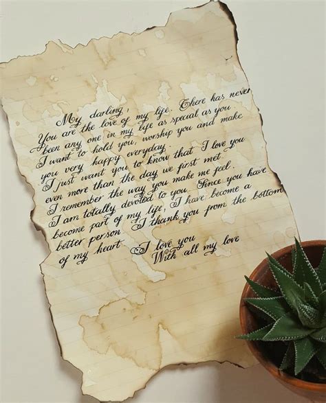Handwritten Love Letter Personalized Calligraphy On Antique Etsy