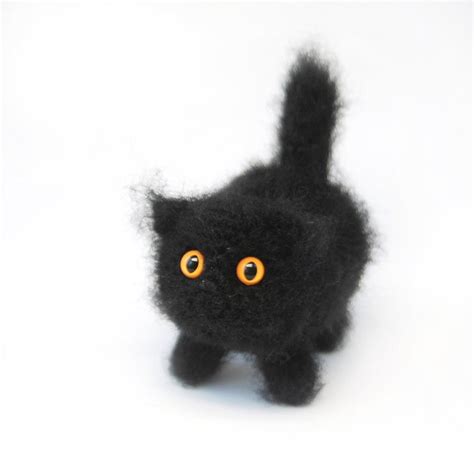Black Cat Crochet Fluffy Kitten Amigurumi Cat Tiny Cat Cute Etsy