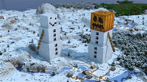 Download A Minecraft Snow Golem Standing Tall In A Snowy Landscape