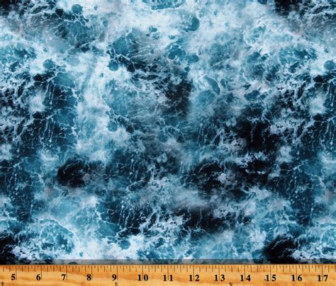 Cotton Ocean Waves Water Landscape Nature Sea Salt Blue Cotton Fabric