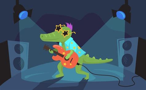 Premium Vector Crocodile Playing Guitar Illustration